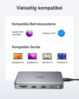 Anker <b>563</b> hub USB-C (9-en-1, gris)
