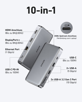 Anker <b>563</b> hub USB-C (9-en-1, gris)