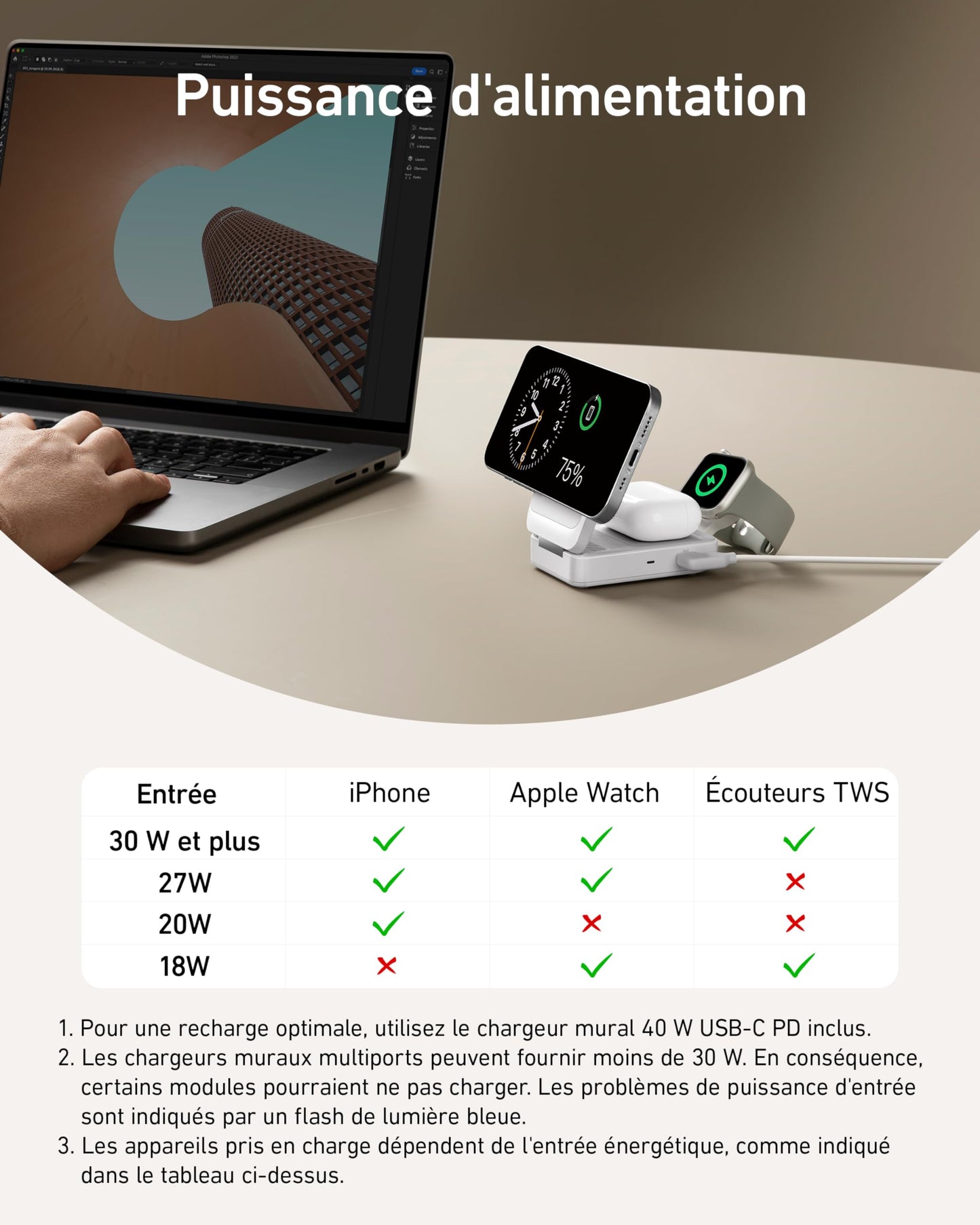 Station de recharge sans fil Anker (3-en-1)+ PowerBank MagGo (10 000 mAh)
