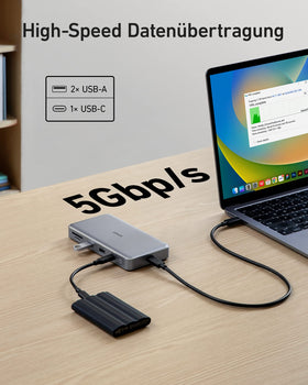 Anker <b>563</b> hub USB-C (9-en-1, gris)