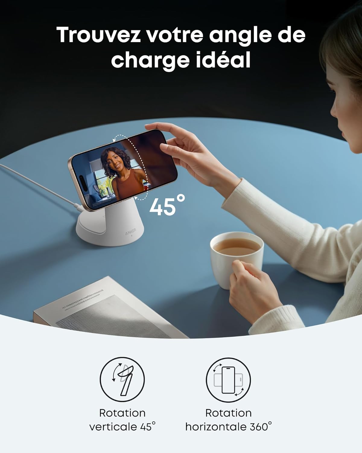 Station de charge sans fil Anker MagGo (3-en-1, station d’accueil)