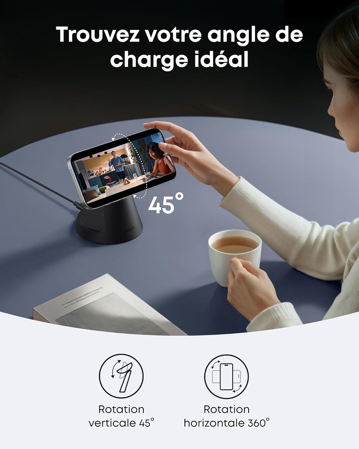 Station de charge sans fil Anker MagGo (3-en-1, station d’accueil)