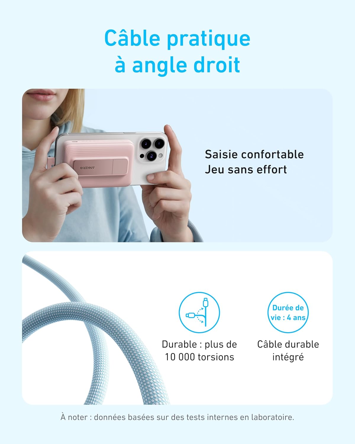 PowerBank Anker Zolo (10K, magnétique, câble USB-C intégré)