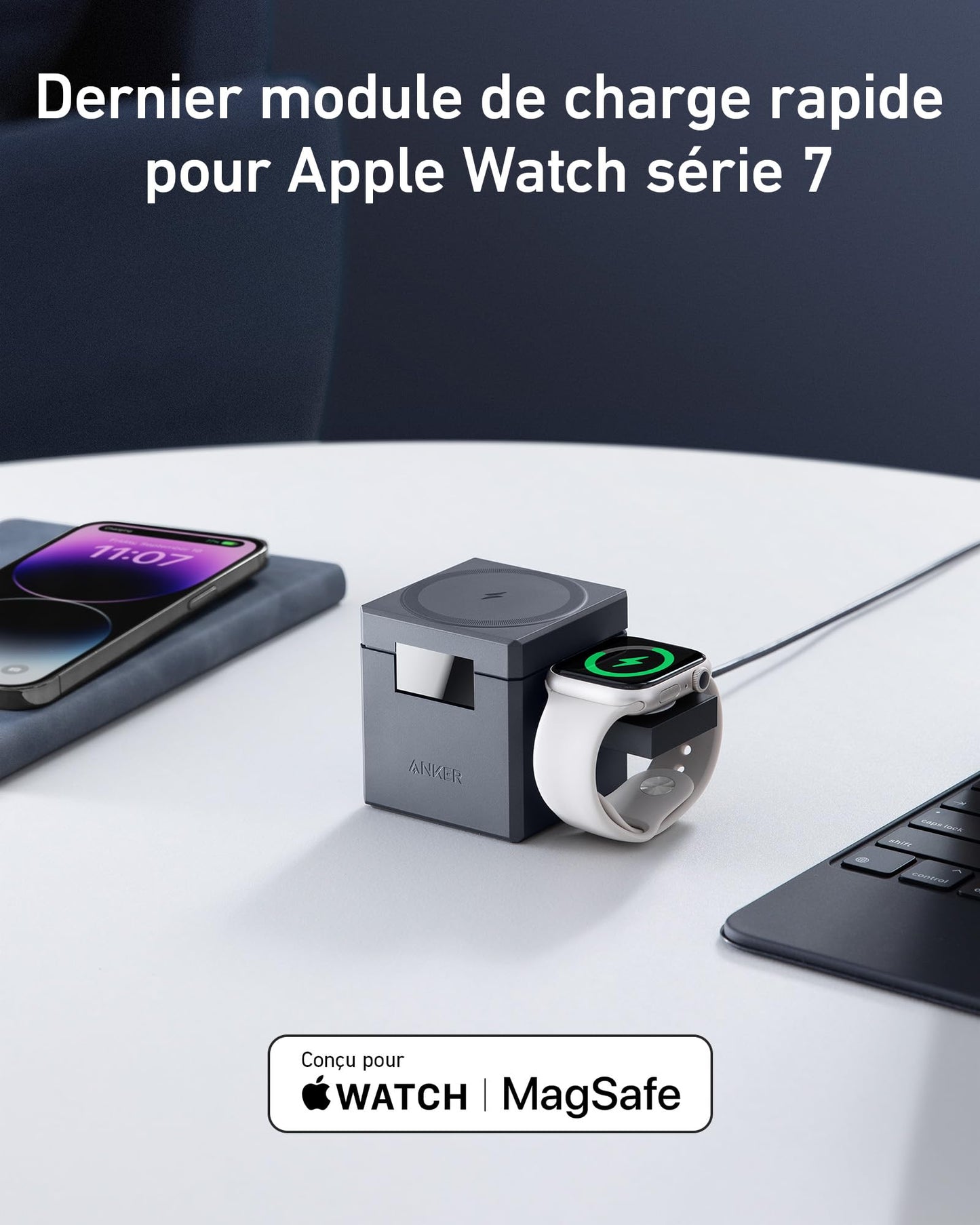 PowerBank Anker (25K, 165 W, câble intégré + câble rétractable) + Cube 3-en-1 MagSafe Anker