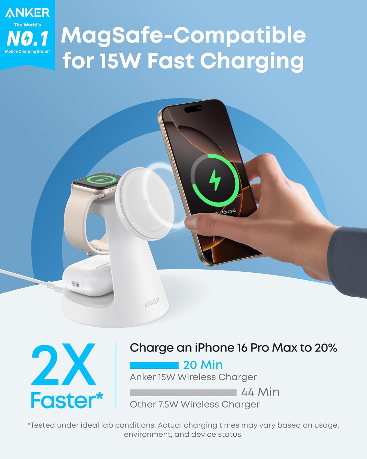 Anker MagGo Chargeur magnétique sans (3-en-1, socle)