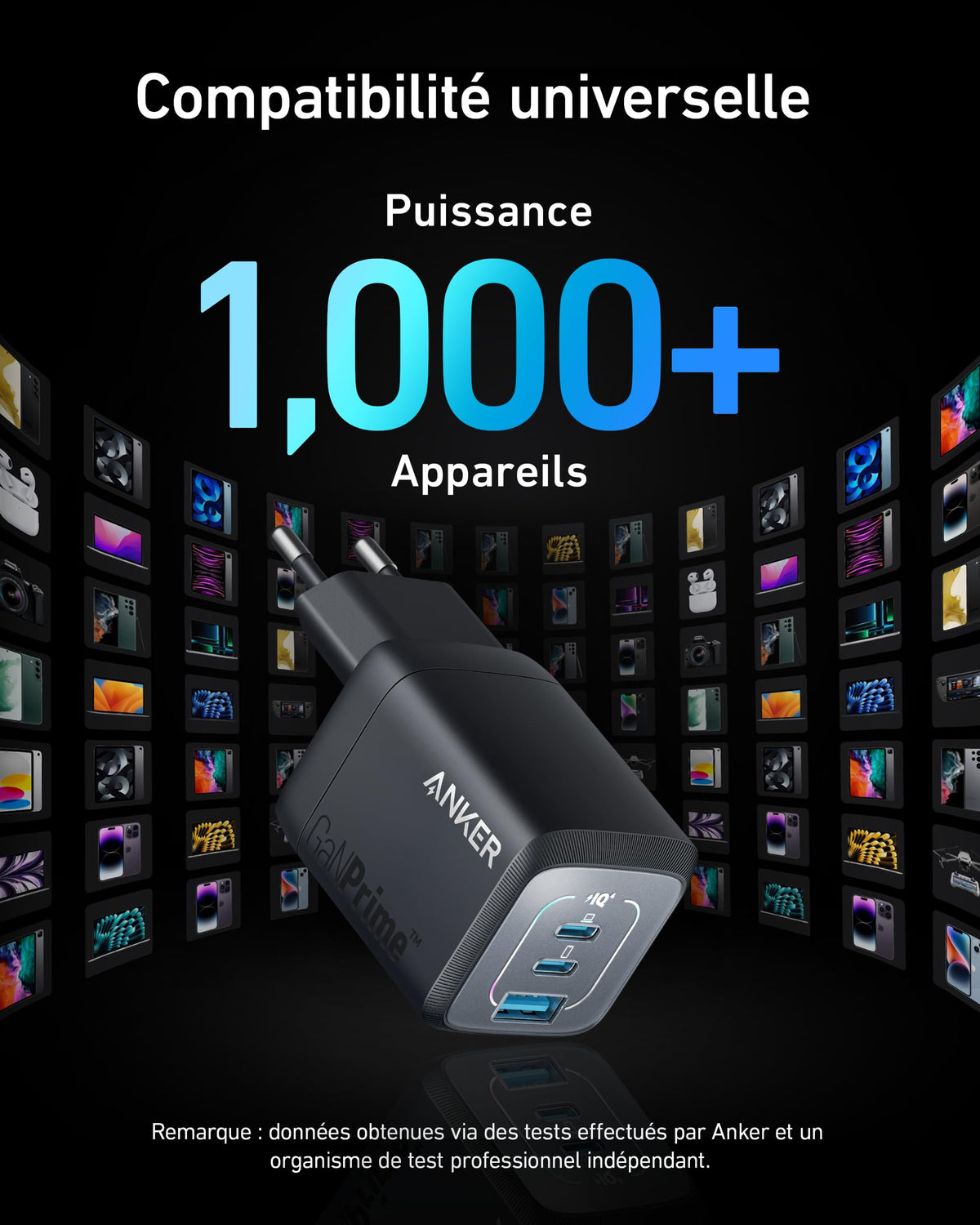 chargeur rapide (3 ports) + Batterie externe Anker Nano (5K)
