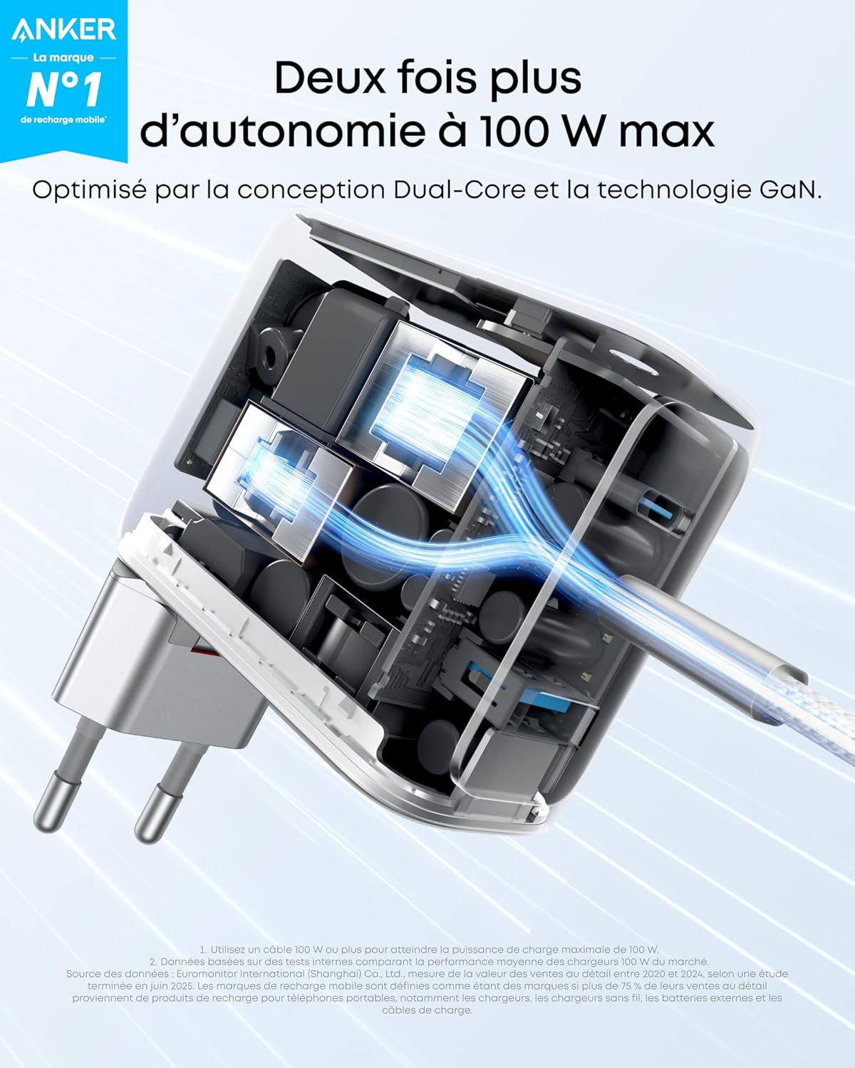 Chargeur USB-C Anker (3 ports, 100 W)