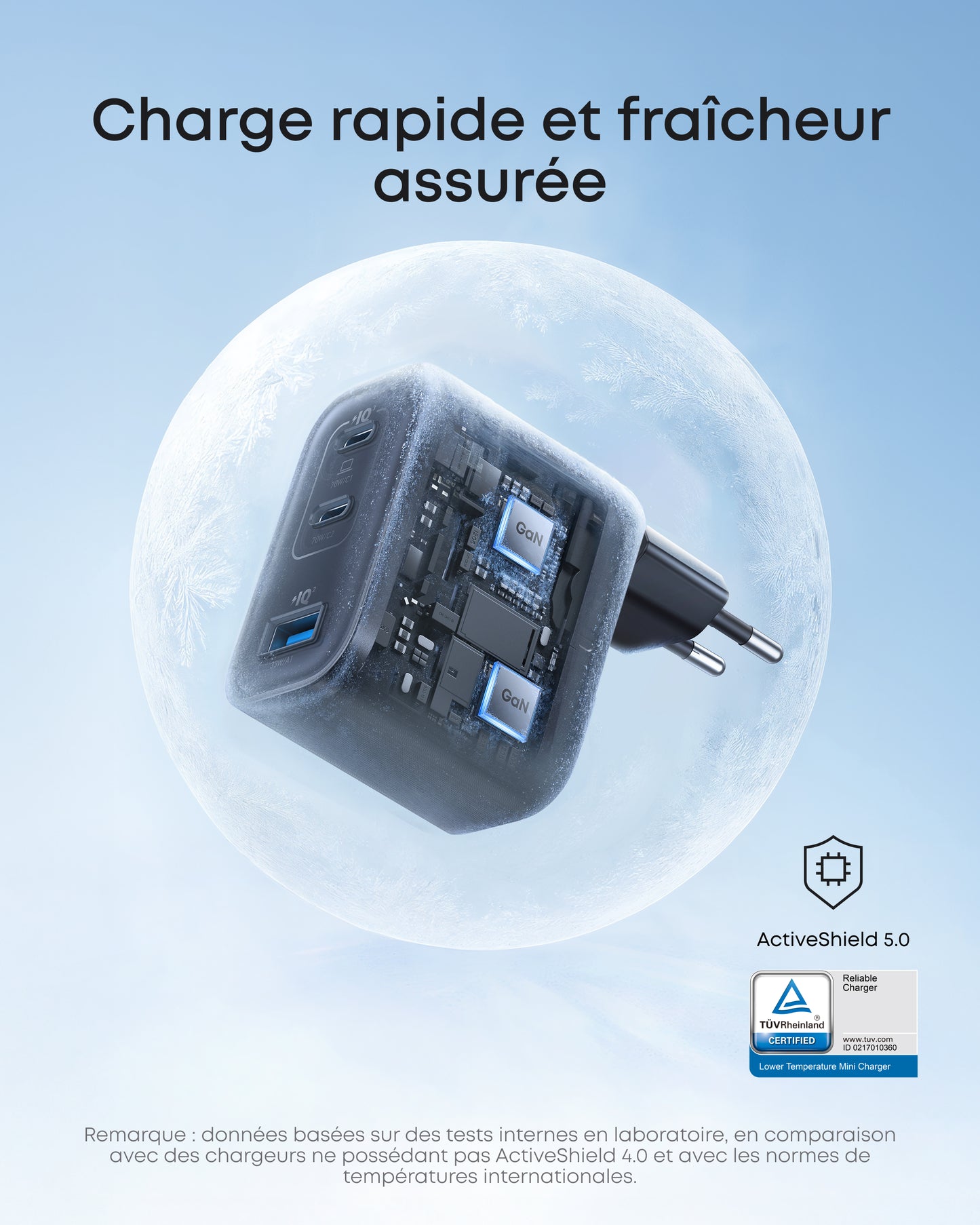 Chargeur Anker Nano (70 W, 3 ports) avec câble USB-C