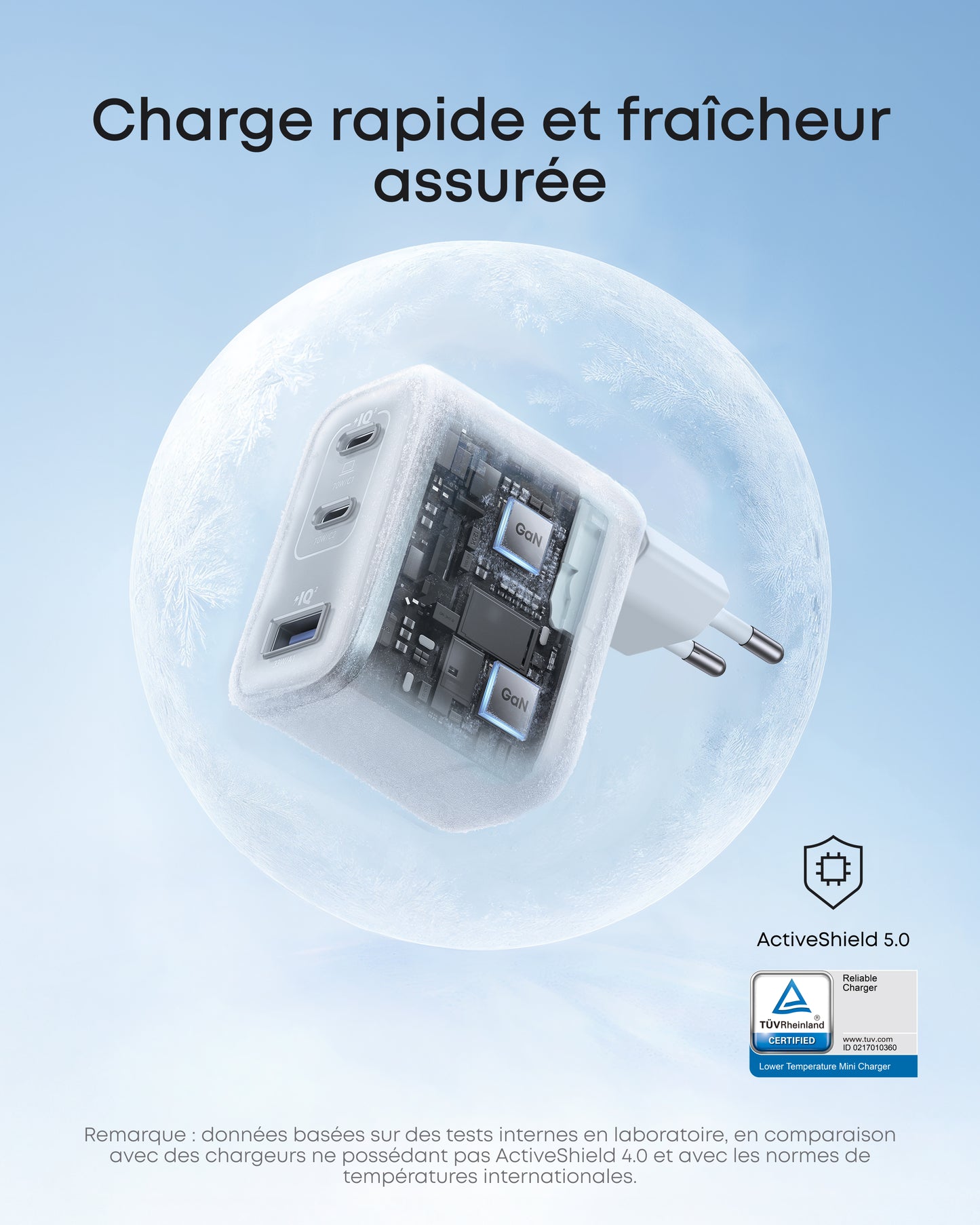 Chargeur Anker Nano (70 W, 3 ports) avec câble USB-C