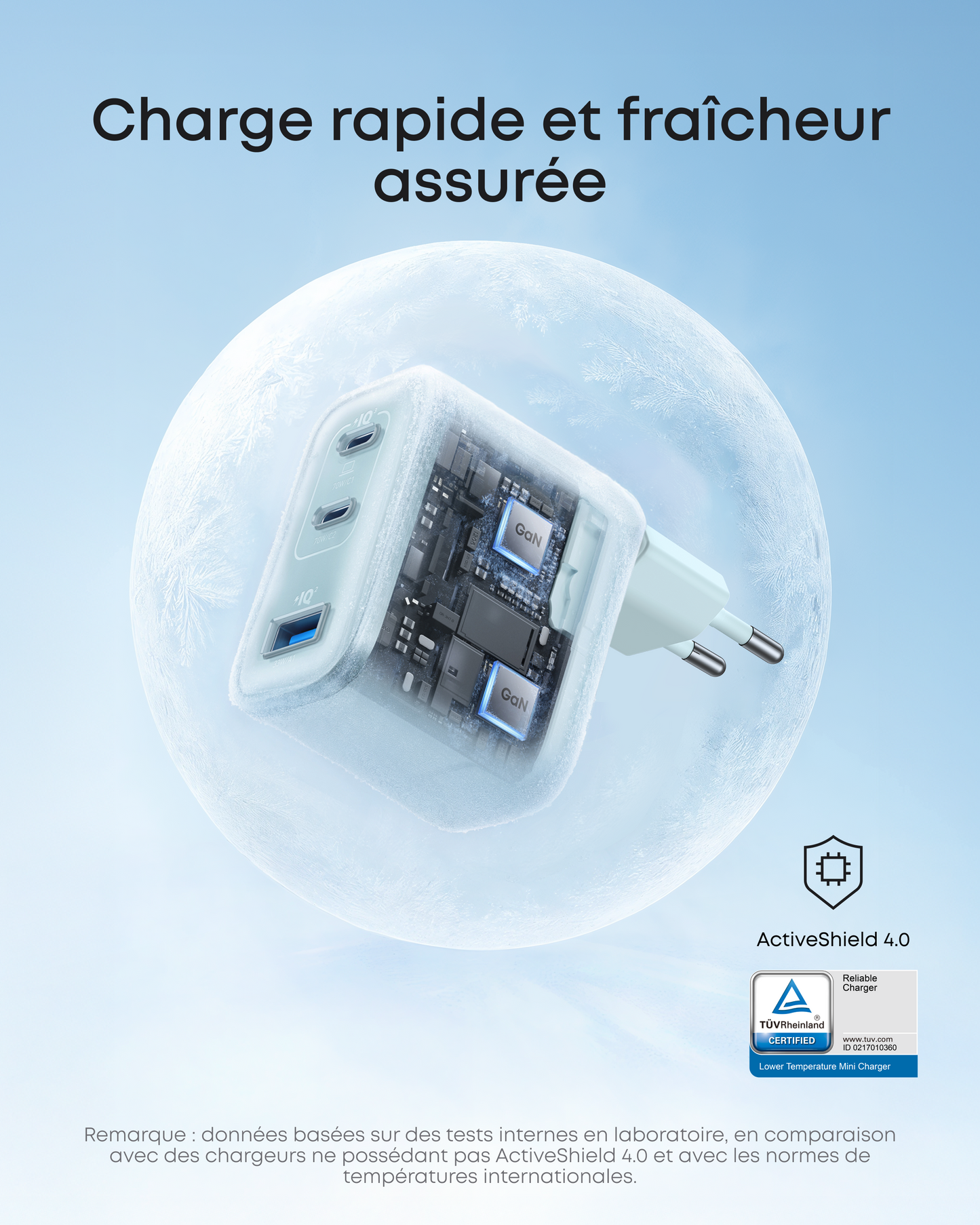 Chargeur Anker Nano (70 W, 3 ports) avec câble USB-C