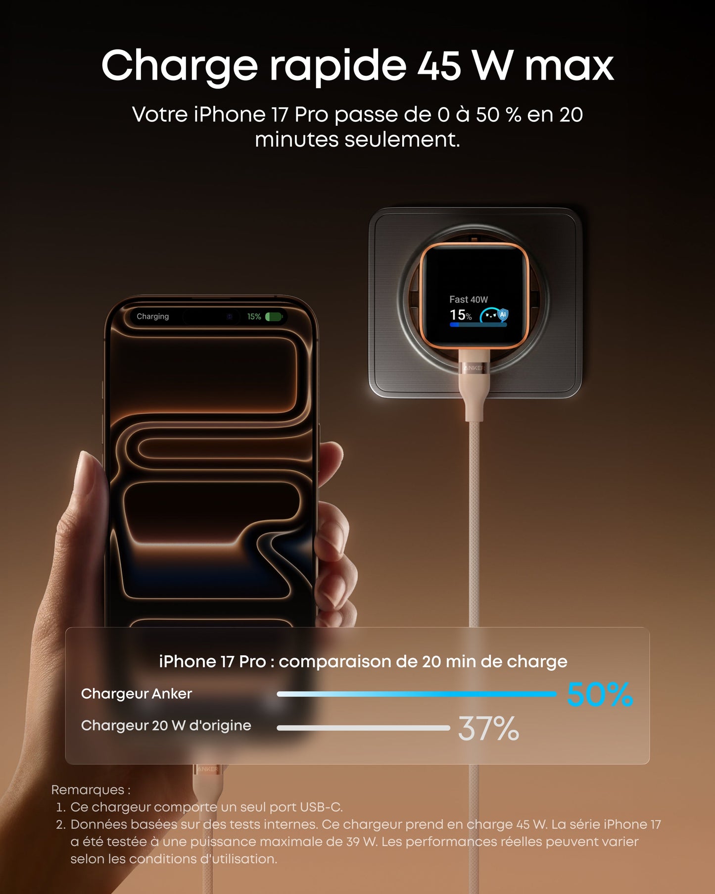 Chargeur Anker Nano (45 W, écran intelligent) | Lot de 2