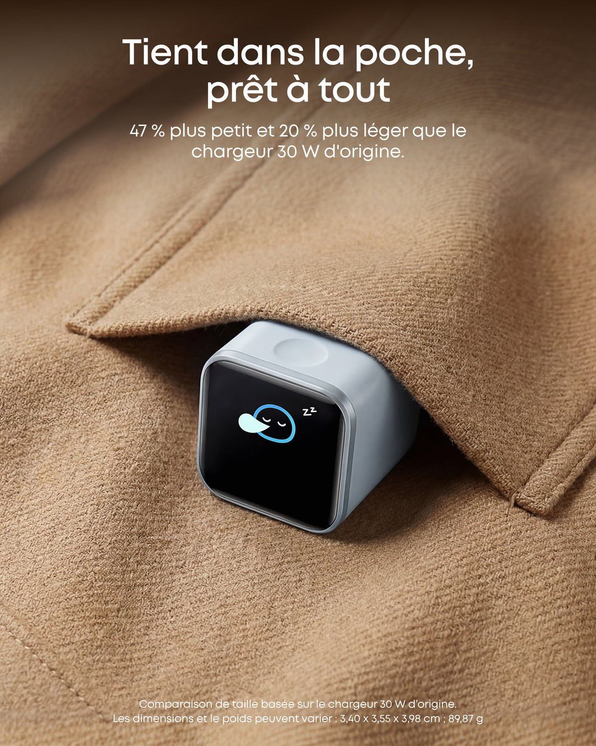 Chargeur Anker Nano (45 W, écran intelligent) + Câble Anker USB-C vers USB-C (240 W, upcyclé et tressé)