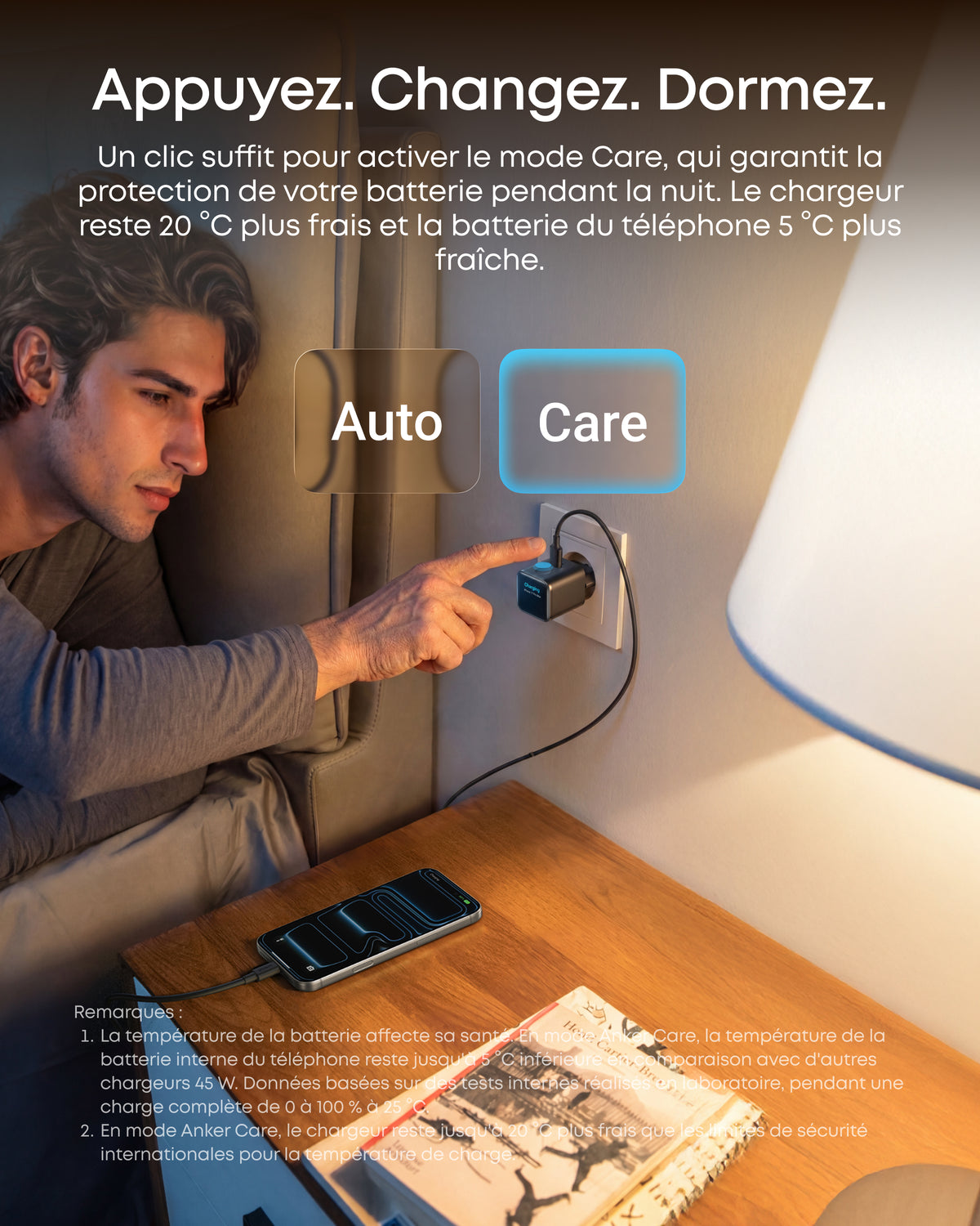 Chargeur Anker Nano (45 W, écran intelligent) + Câble Anker USB-C vers USB-C (240 W, upcyclé et tressé)
