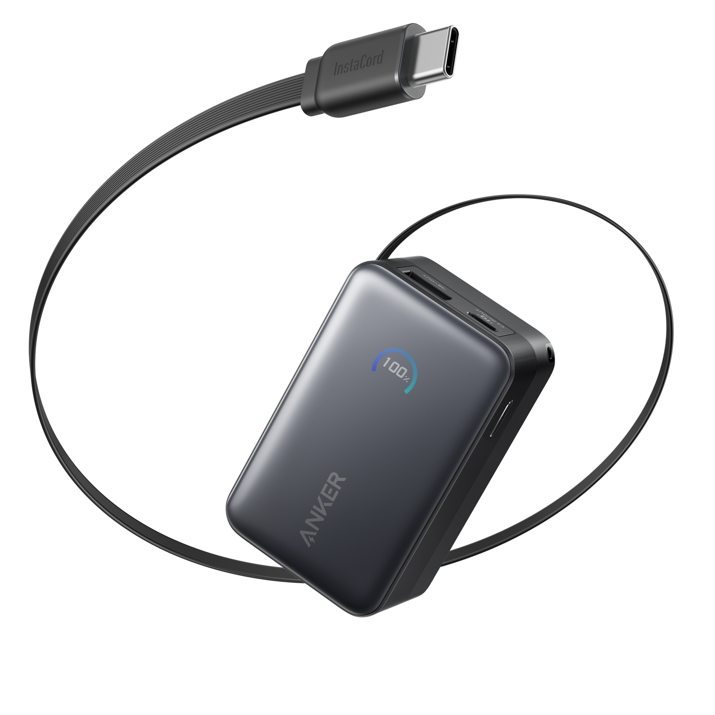 Chargeur Anker Nano (45 W, écran intelligent) + Batterie externe Anker Nano (10K, 45 W, câble USB-C rétractable intégré)