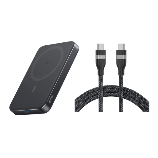 PowerBank Anker MagGo (10K, Slim) + Câble Anker USB-C vers USB-C (240 W)