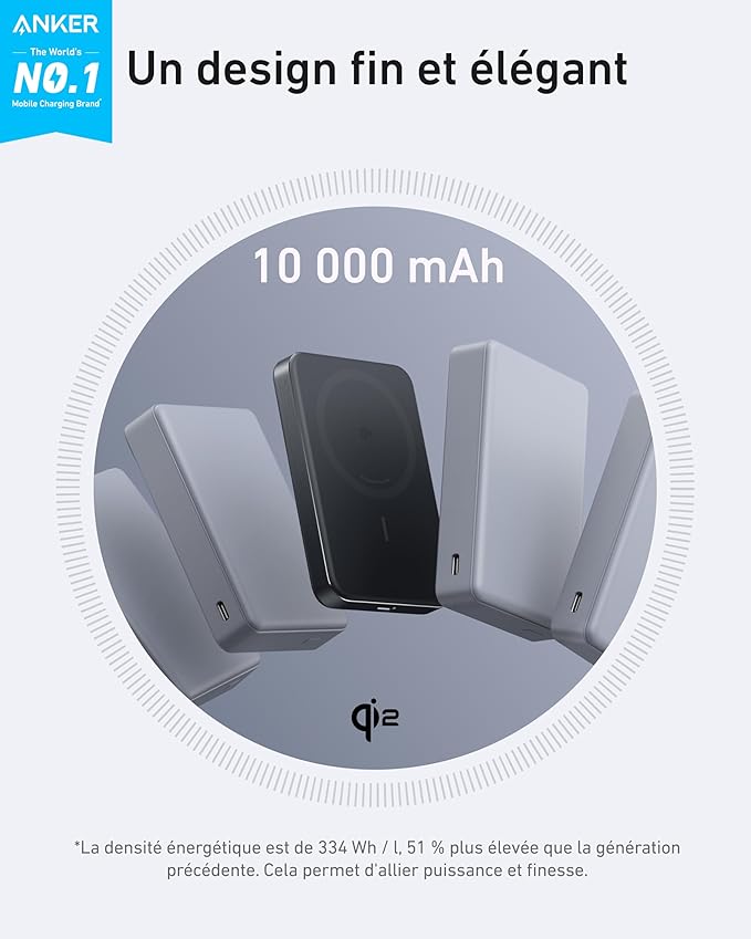 Chargeur Anker Nano (45 W, écran intelligent) + PowerBank Anker MagGo (10K, Slim)