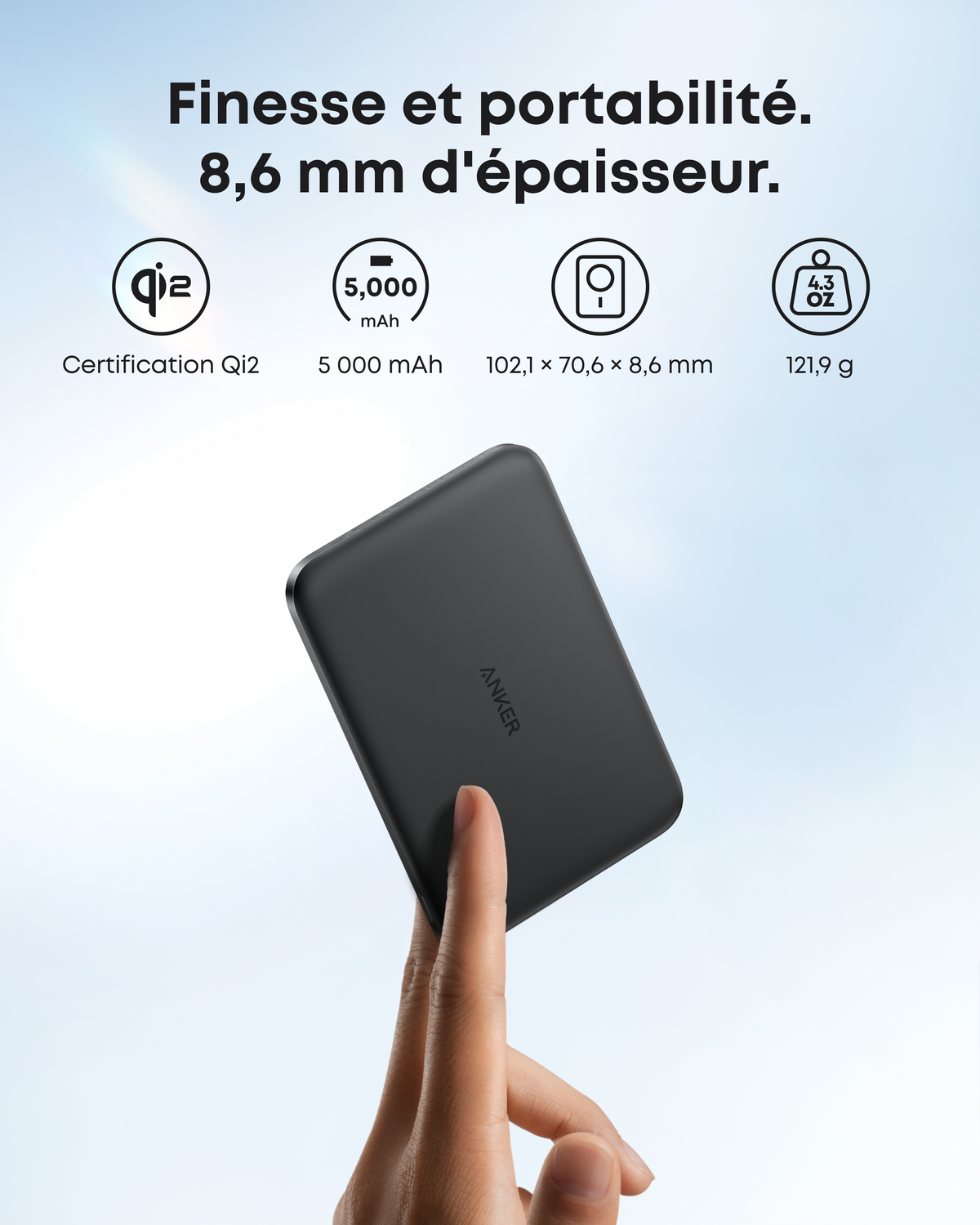 chargeur rapide (3 ports) + Batterie externe Anker Nano (5K)
