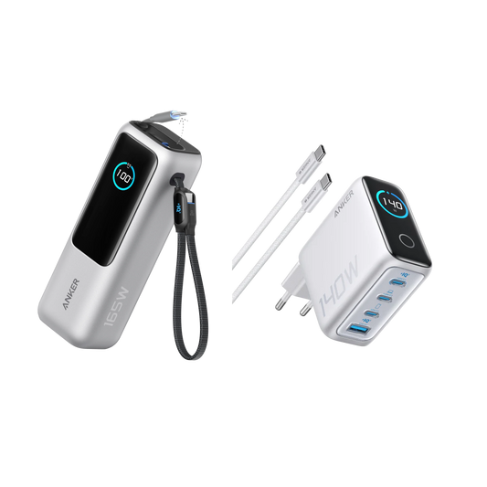 PowerBank Anker (25K, 165 W) + Chargeur Anker Zolo (140 W, 4 ports, PD 3.1)
