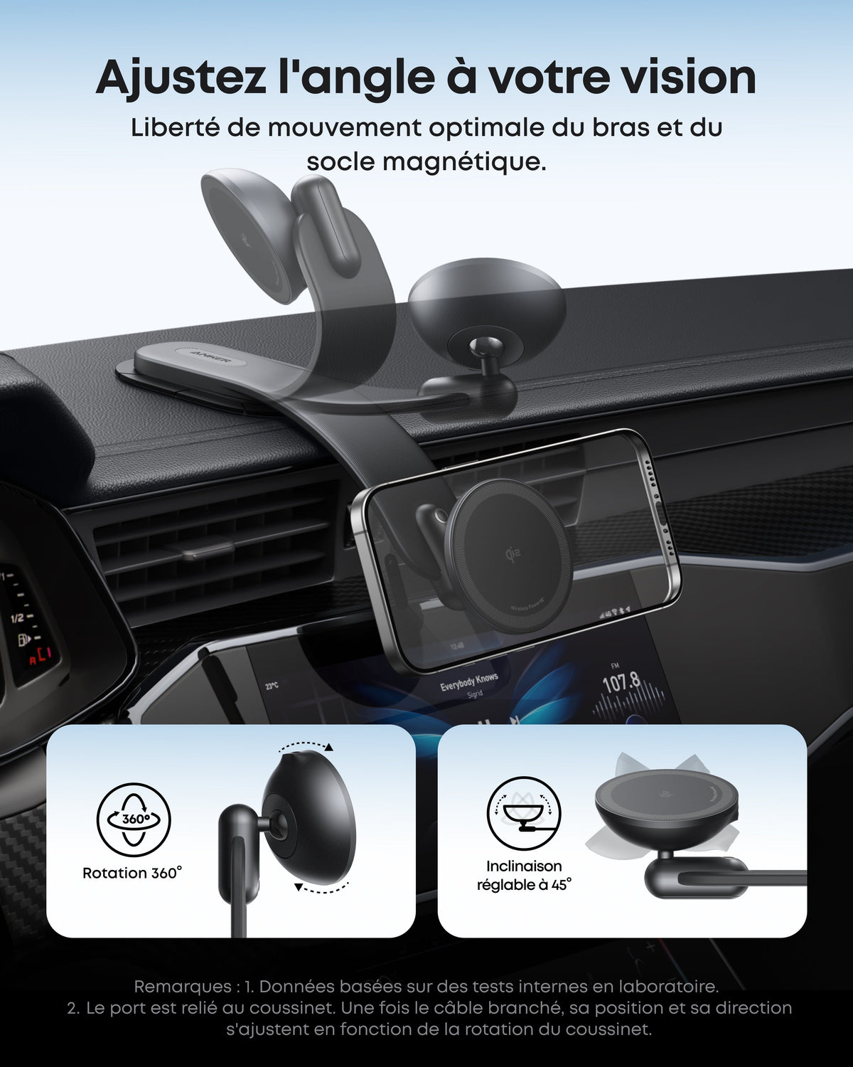 Chargeur allume-cigare magnétique Qi2 Anker