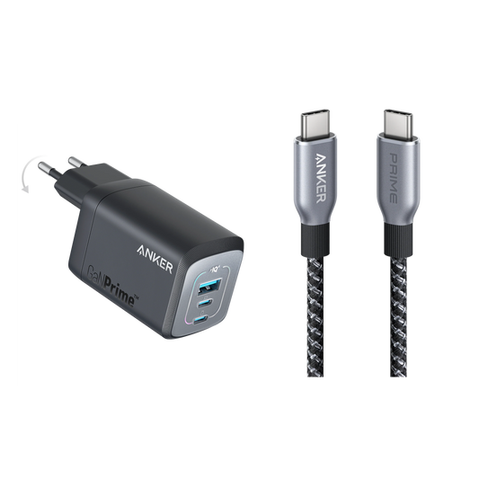 Anker Prime chargeur USB-C GaN 100 W + Câble USB-C vers USB-C Anker Prime (240 W）