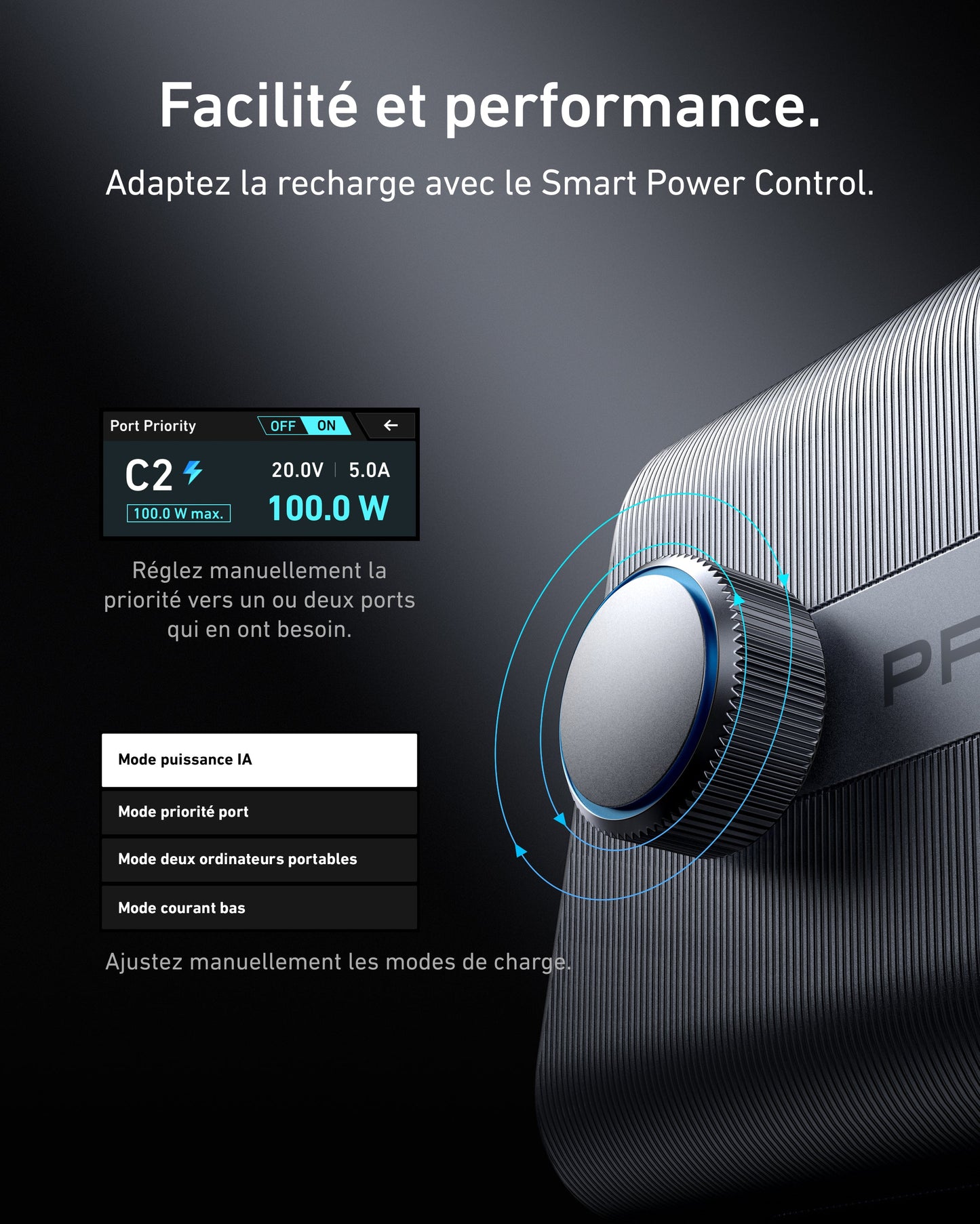 Chargeur Anker Prime (250 W, 6 ports) + Câble Anker USB-C vers USB-C (240 W)