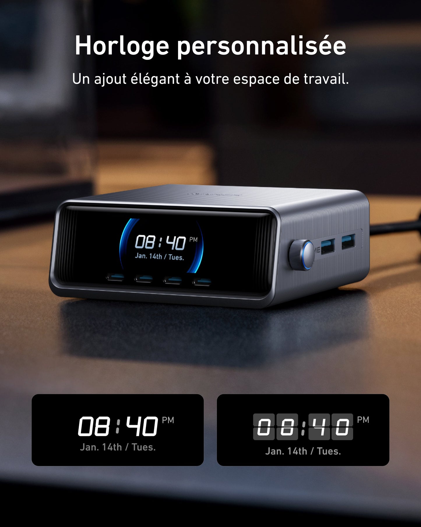 Chargeur Anker Prime (250 W, 6 ports) + Câble Anker USB-C vers USB-C (240 W)