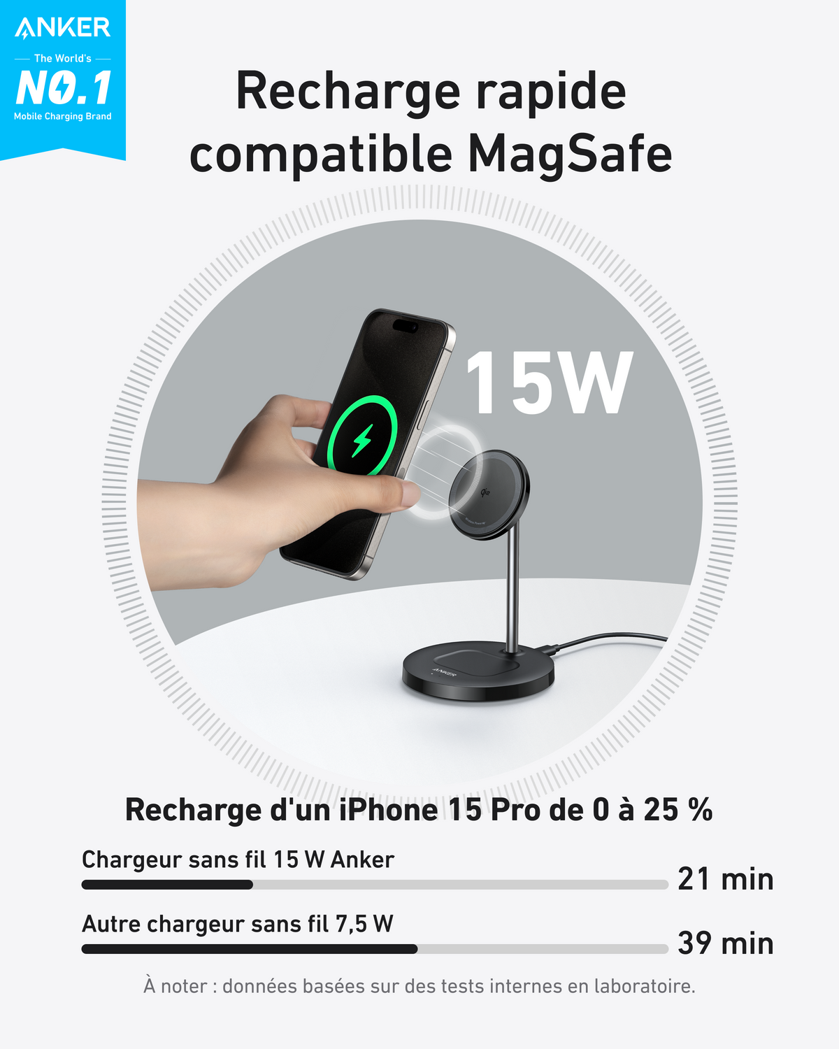 Chargeur sans fil Anker MagGo (2-en-1, socle)