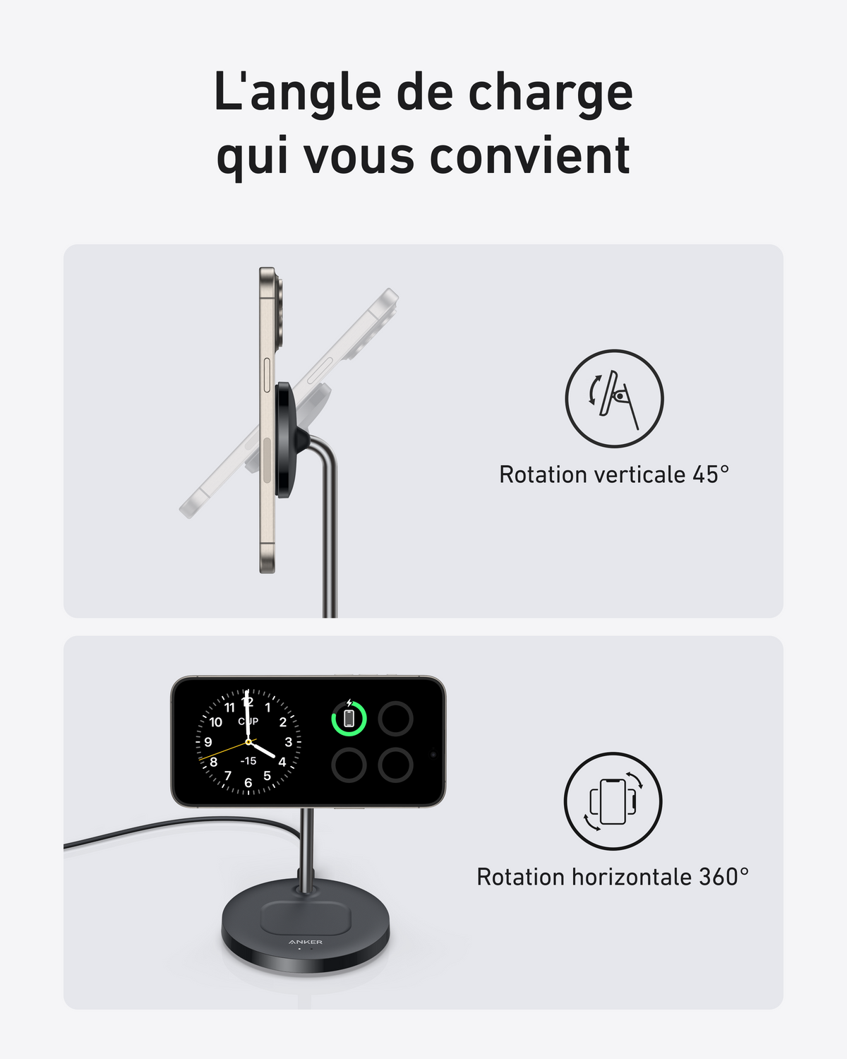 Chargeur sans fil Anker MagGo (2-en-1, socle)