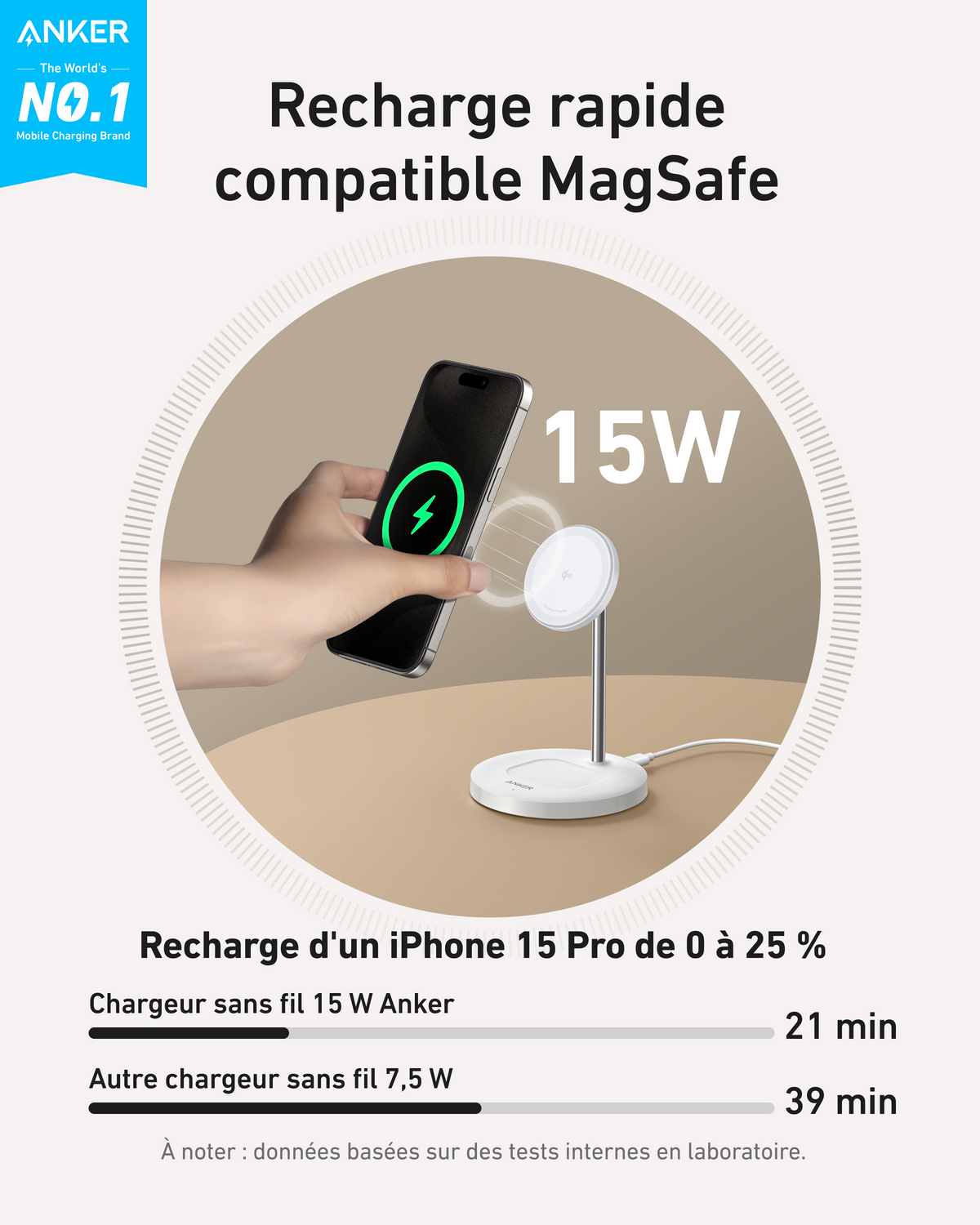 Chargeur sans fil Anker MagGo (2-en-1, socle)