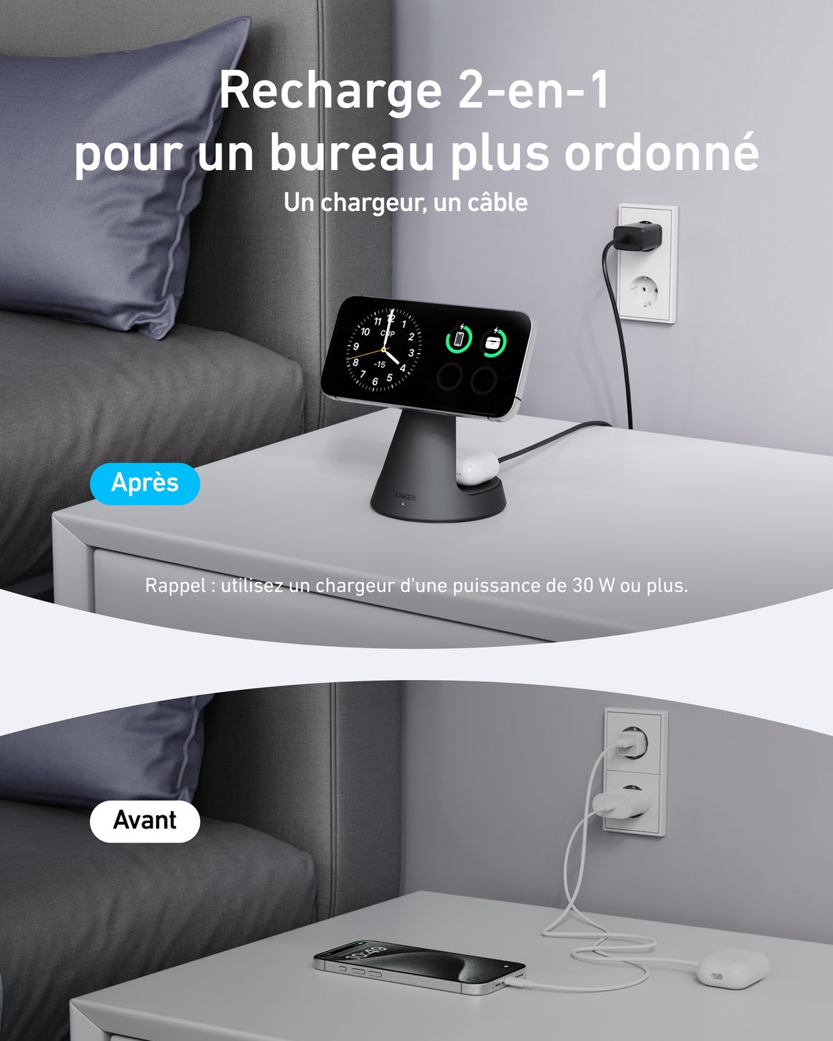 Chargeur sans fil Anker MagGo (2-en-1, dock)