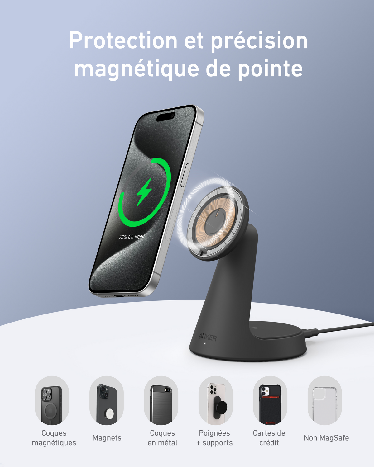 Chargeur sans fil Anker MagGo (2-en-1, dock)