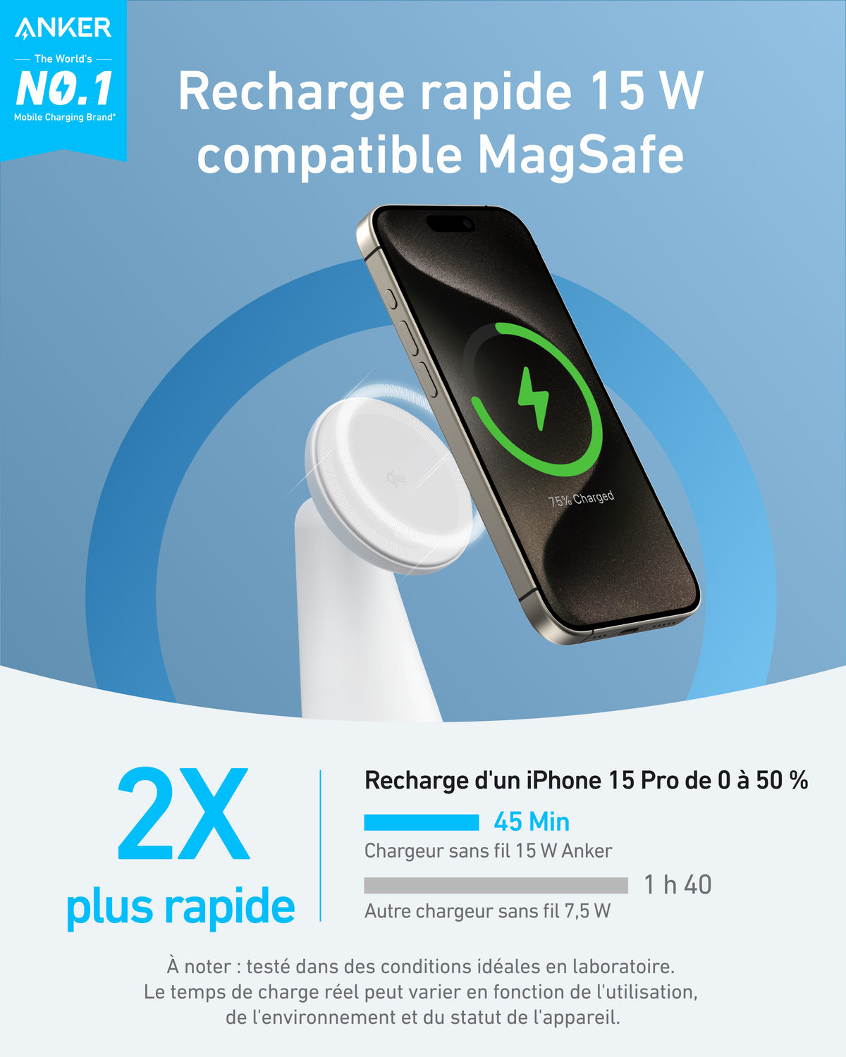 Chargeur sans fil Anker MagGo (2-en-1, dock)