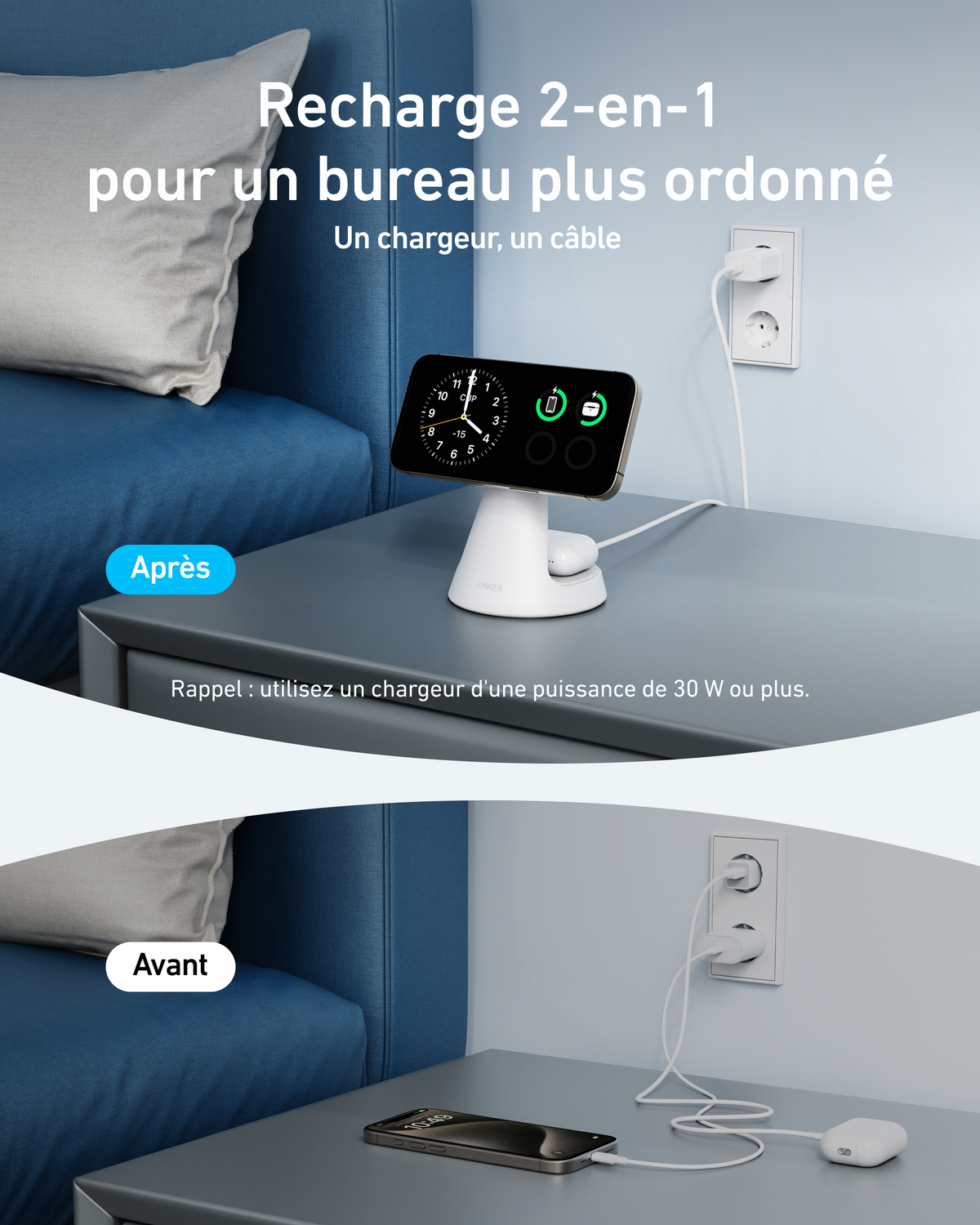 Chargeur sans fil Anker MagGo (2-en-1, dock)