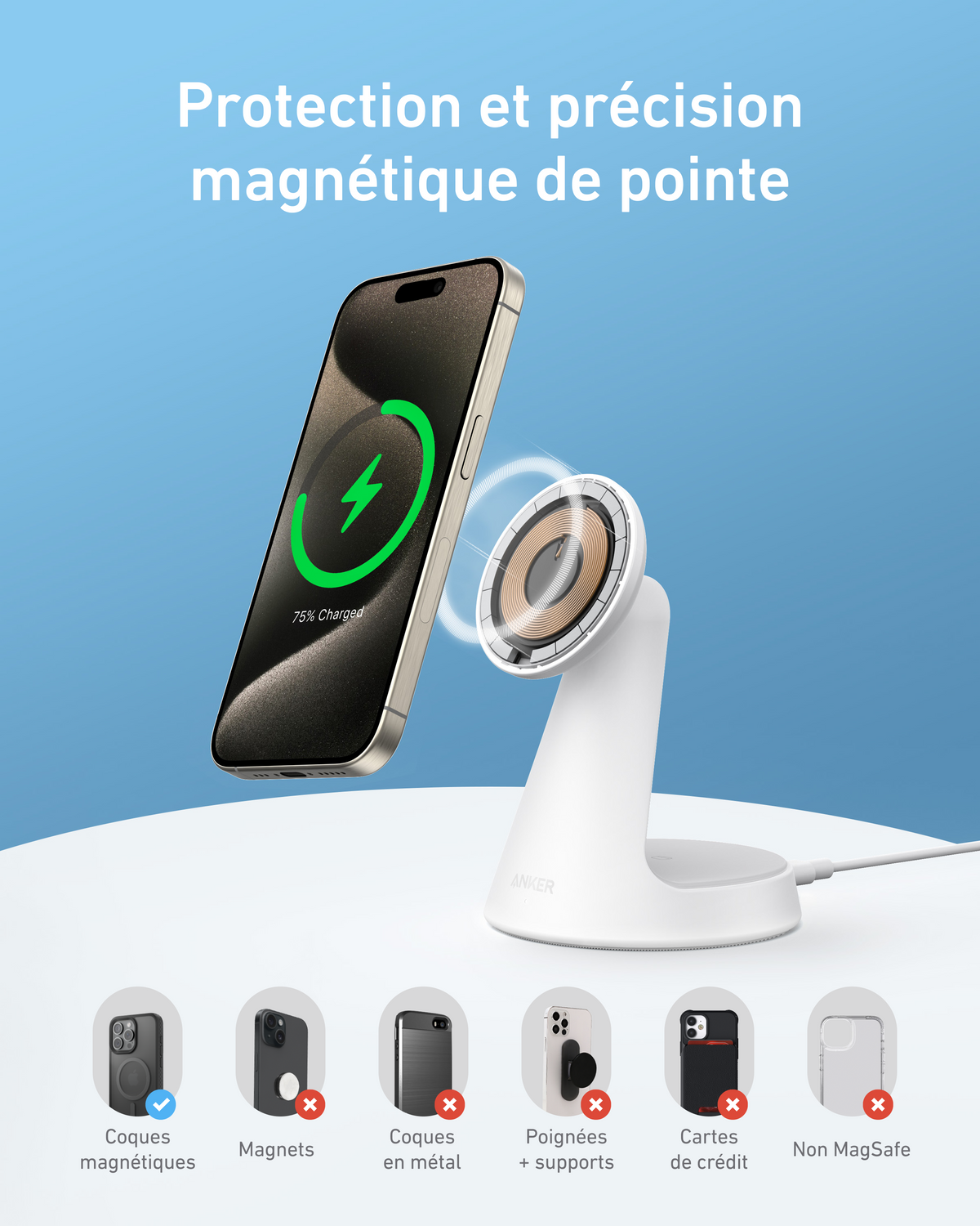 Chargeur sans fil Anker MagGo (2-en-1, dock)