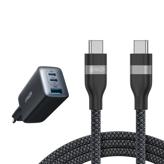 Anker Chargeur USB C (Nano II 65 W) + Câble USB-C vers USB-C (240 W, 180 CM)