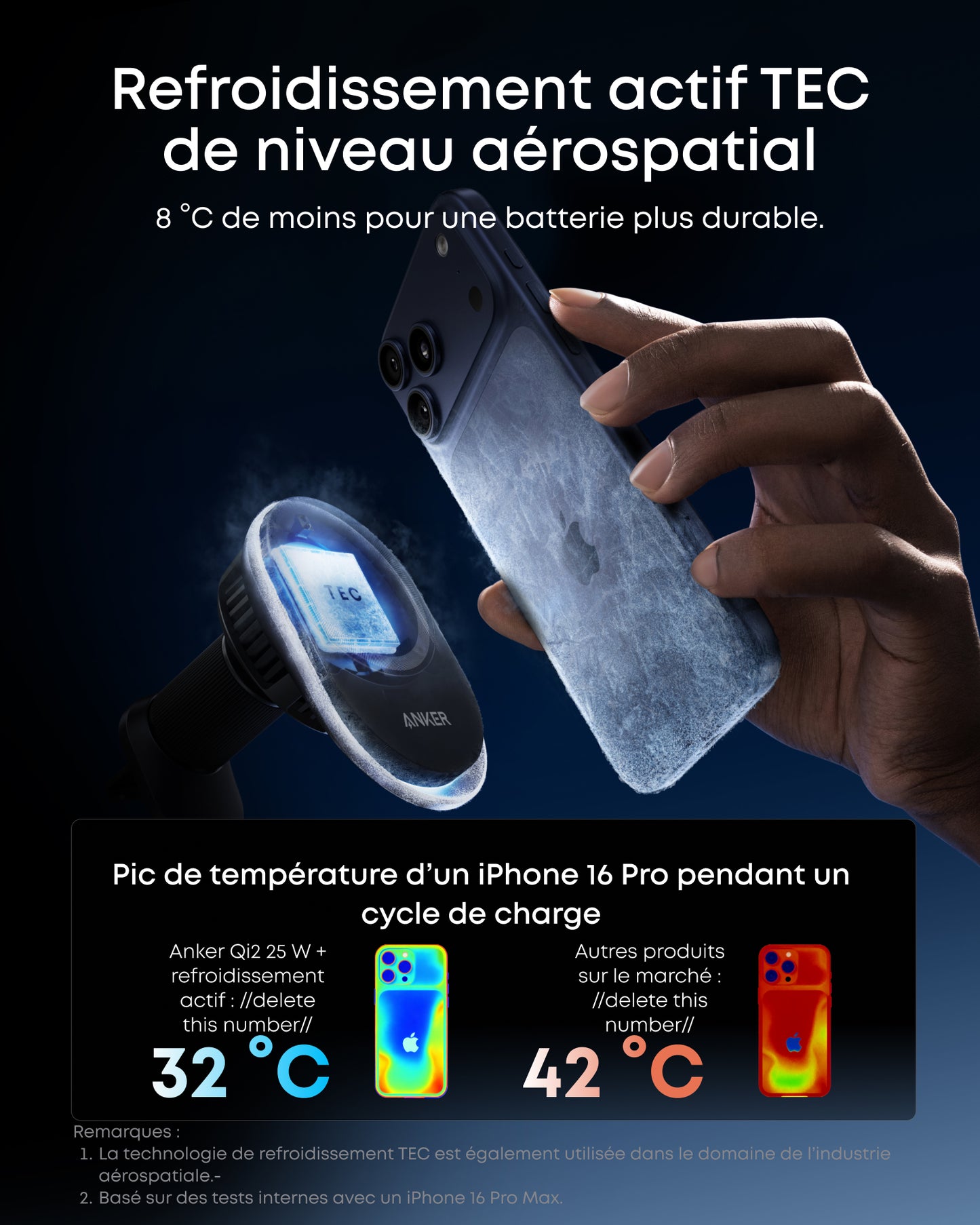 Chargeur sans fil Qi2 Anker Prime, pour port allume-cigare (MagGo, AirCool, Pad)