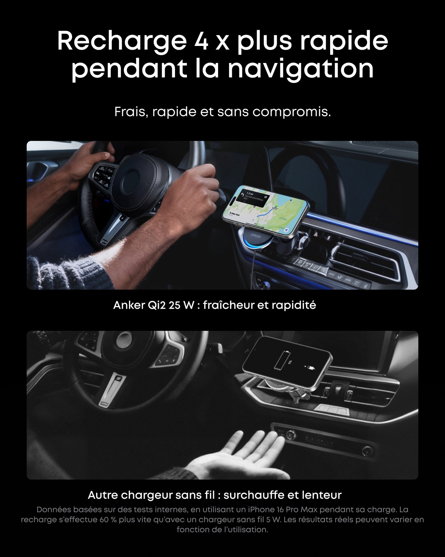 Chargeur sans fil Qi2 Anker Prime, pour port allume-cigare (MagGo, AirCool, Pad)