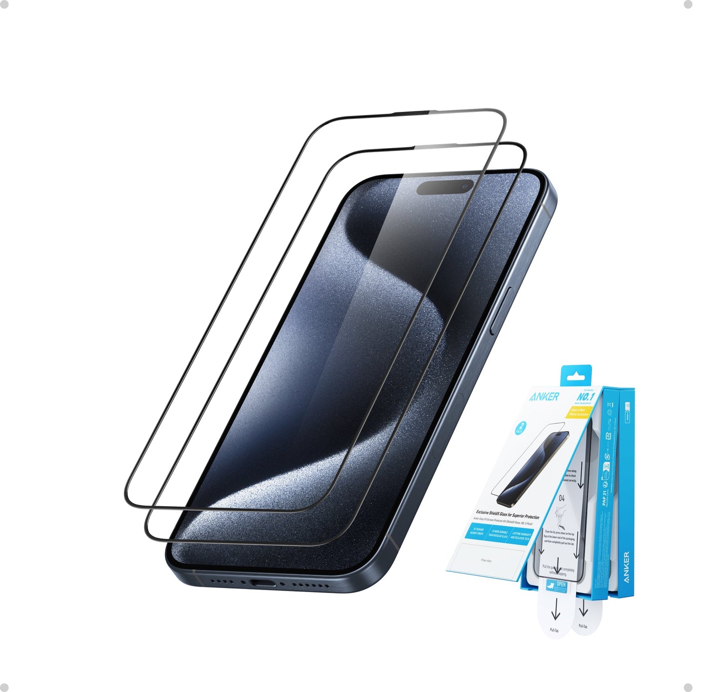 Kit protecteur d'écran Anker Easy Fit (verre ShieldX, HD, 2 protections)