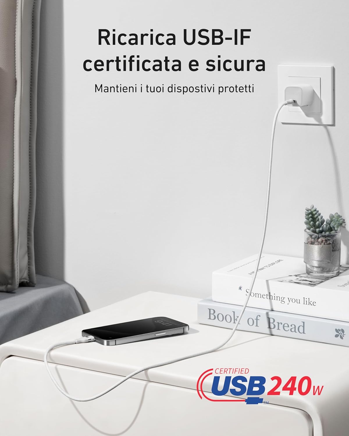 Chargeur Anker Nano (45 W, écran intelligent) + Câble Anker USB-C vers USB-C (240 W, upcyclé et tressé)