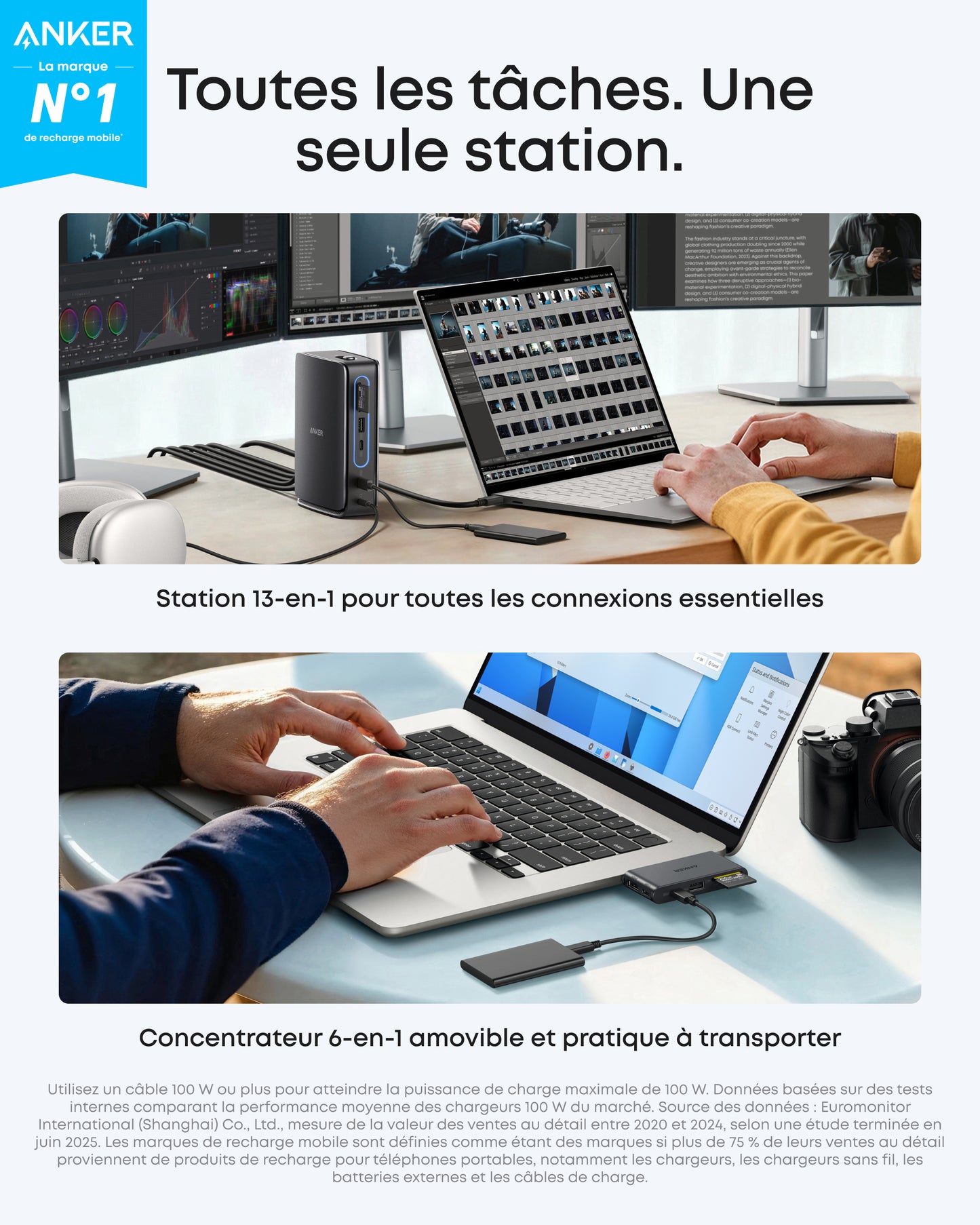 Concentrateur Anker Nano, hub USB-C compact 6-en-1 avec charge PD 85 W (chargeur non inclus)
