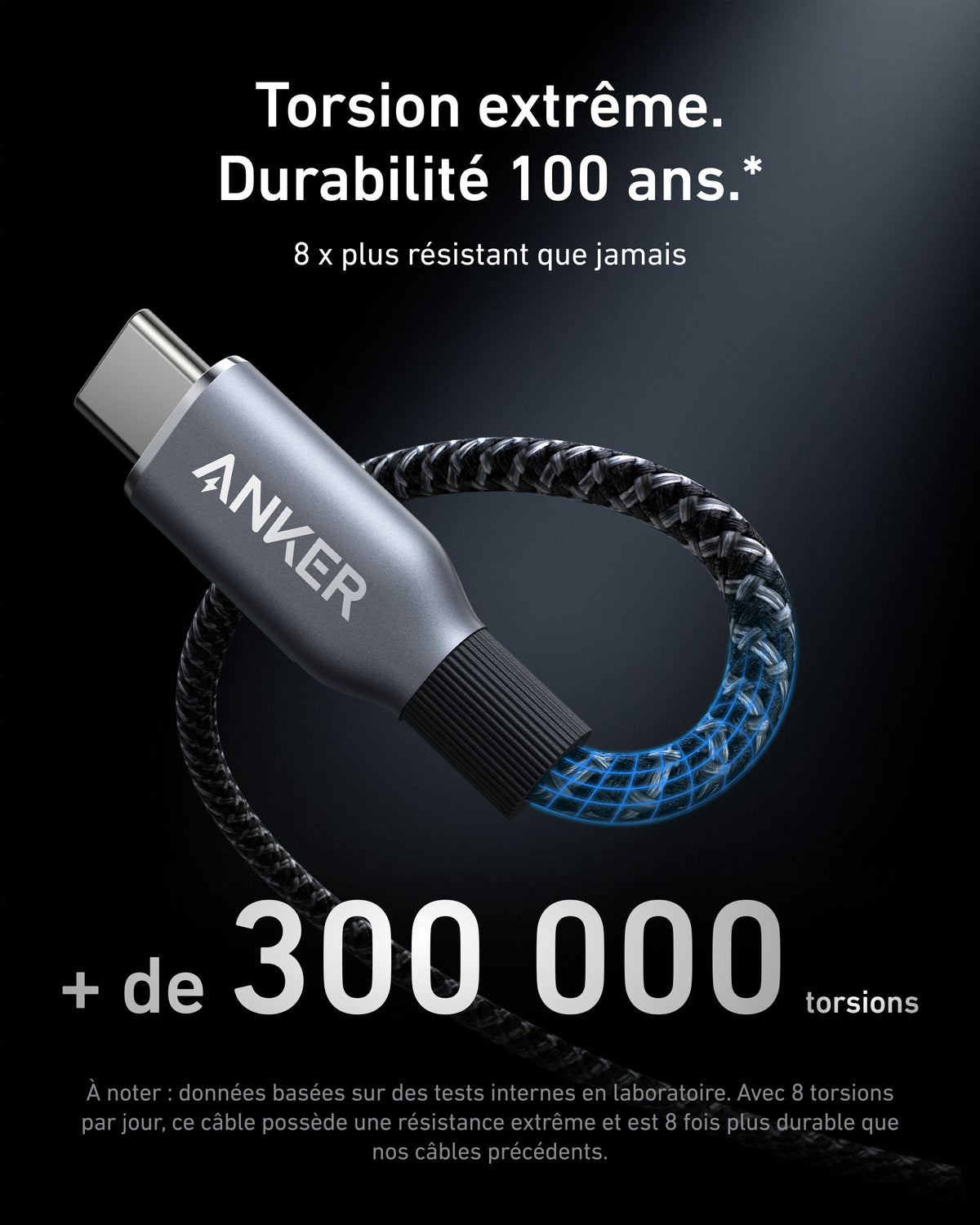 Câble USB-C vers USB-C Anker Prime (90 cm, 240 W, design tressé et recyclé)