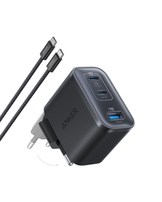 Chargeur Anker Nano (70 W, 3 ports) avec câble USB-C