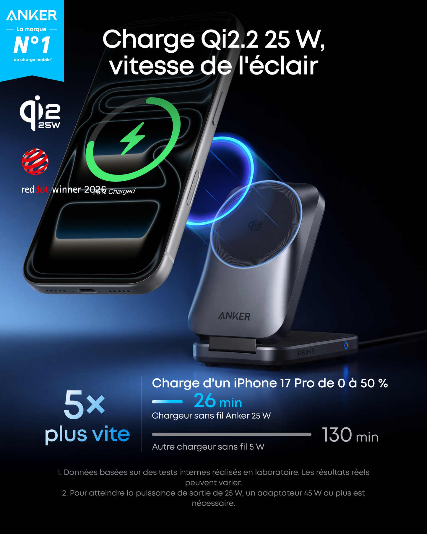 Station de charge sans fil Anker Prime (3-en-1, MagGo, AirCool, pliable)