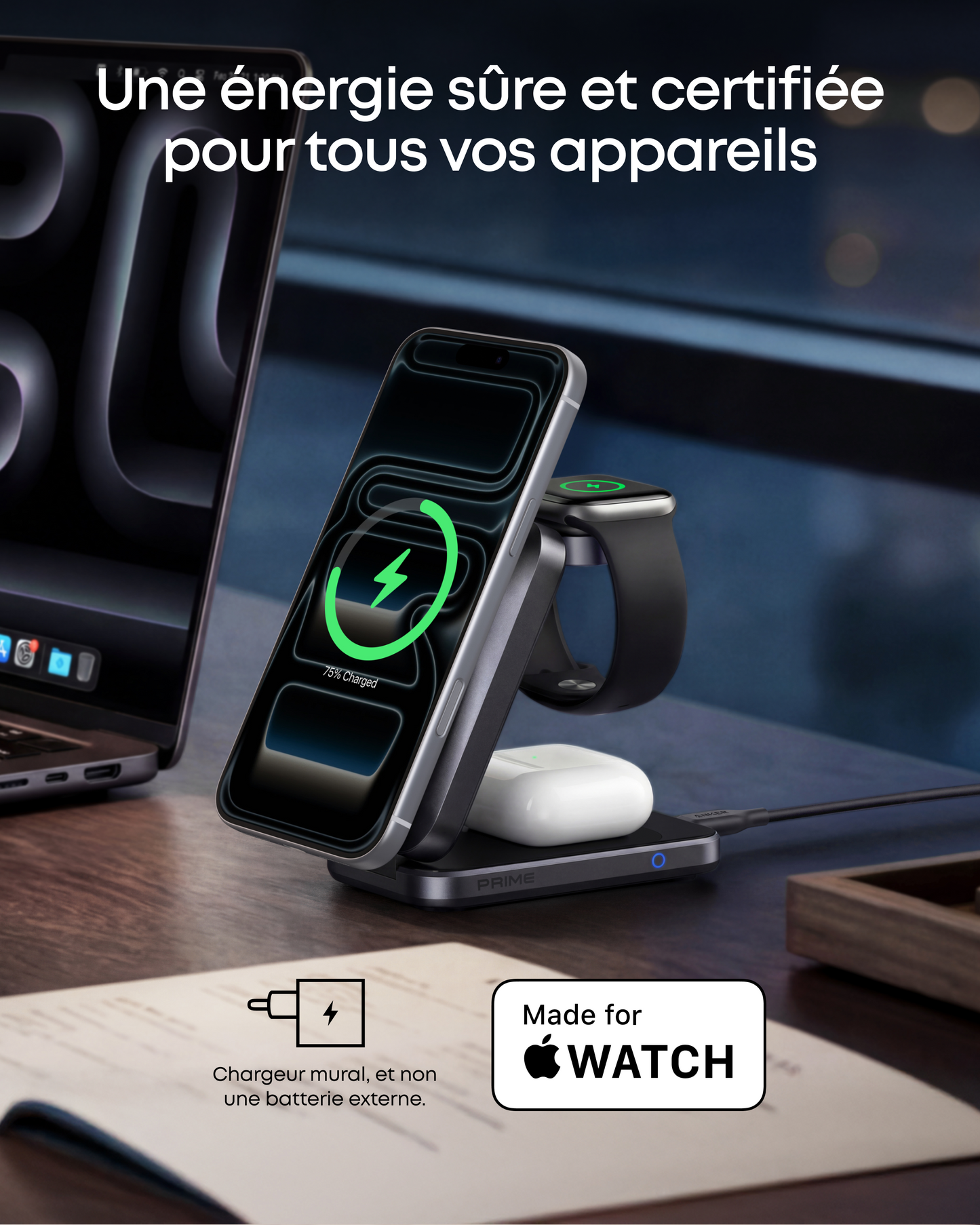 Station de charge sans fil Anker Prime (3-en-1, MagGo, AirCool, pliable)