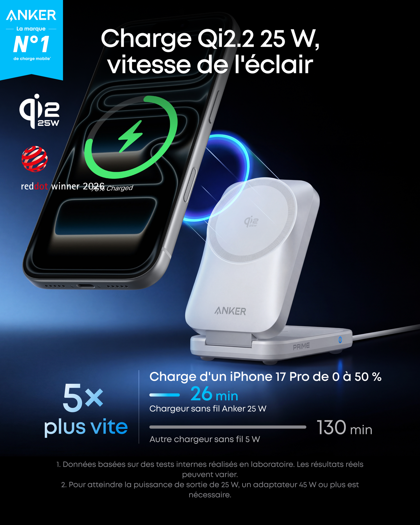 Station de charge sans fil Anker Prime (3-en-1, MagGo, AirCool, pliable)