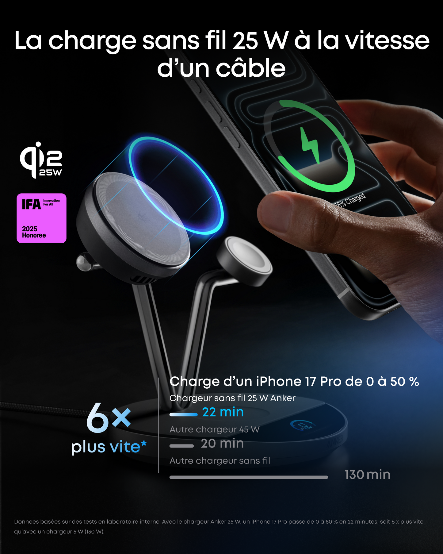 Station de charge sans fil Qi2 Anker Prime (3-en-1)