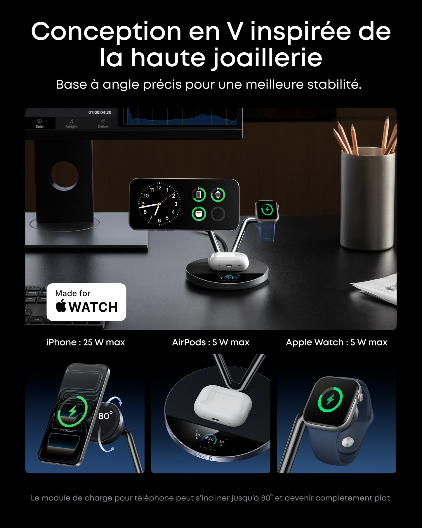 Station de charge sans fil Qi2 Anker Prime (3-en-1)