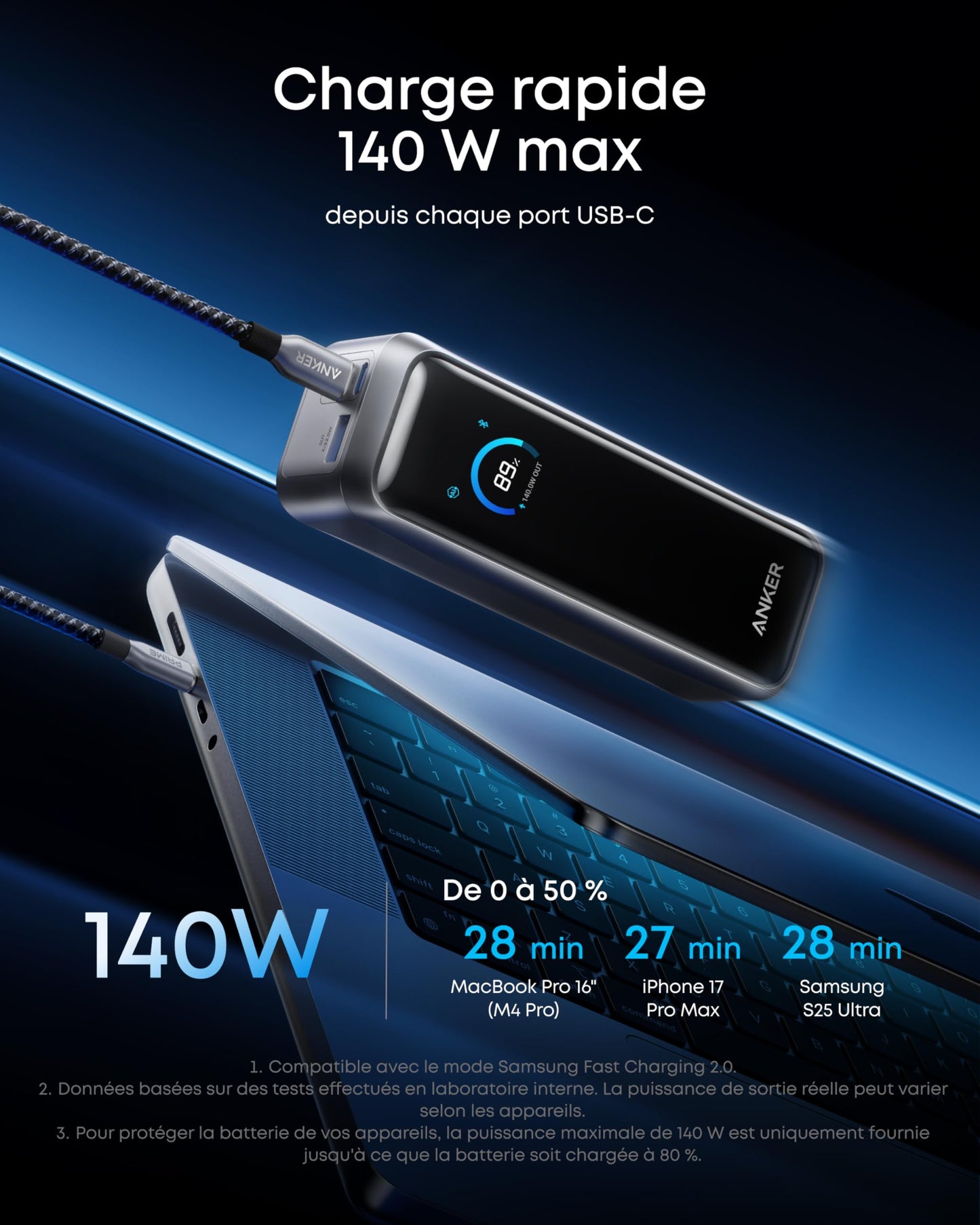 Batterie externe Anker Prime (20K, 220 W) + Base de charge Anker Prime (150 W, 3 ports)