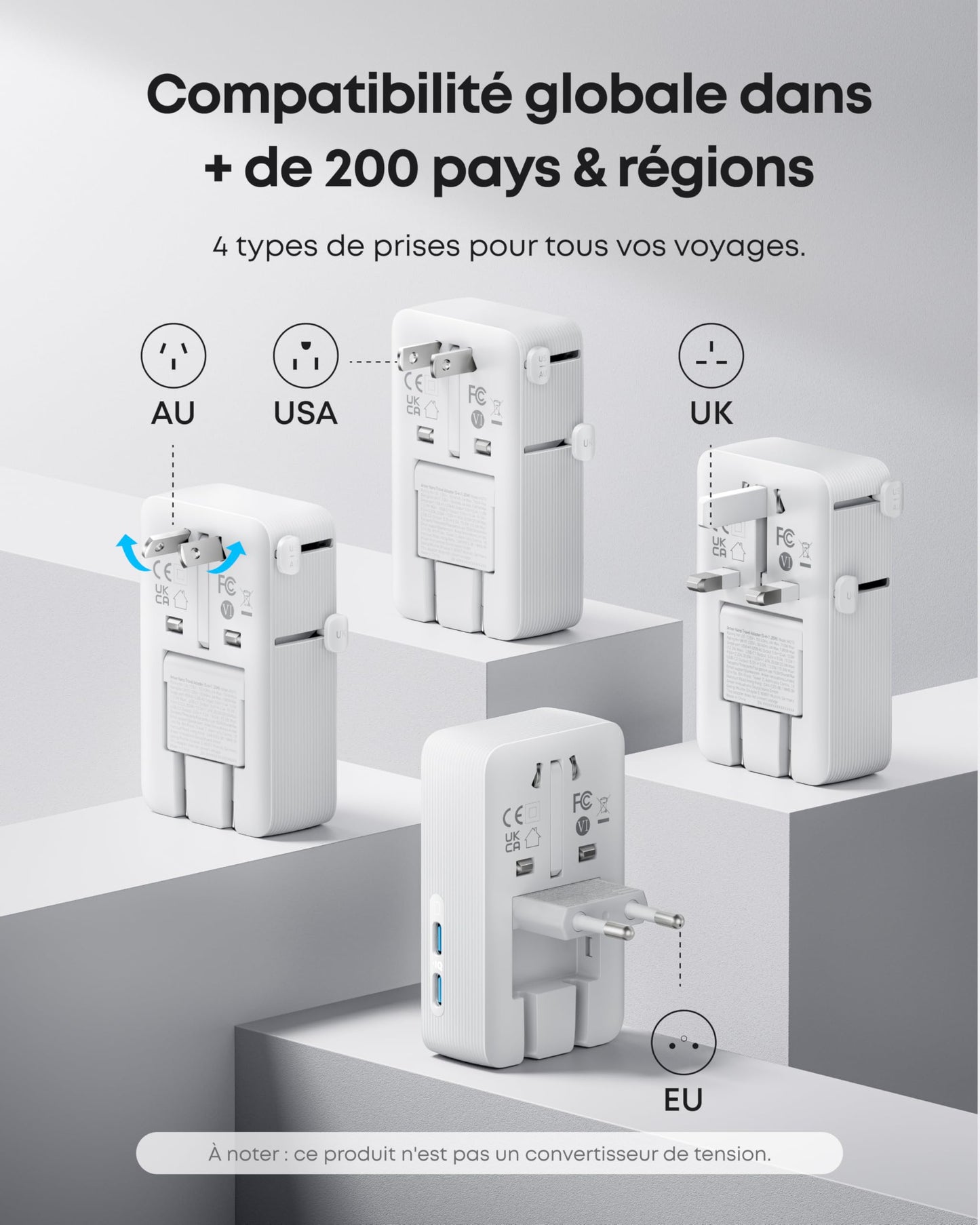 Adaptateur de voyage Anker Nano (5-en-1, 20 W)