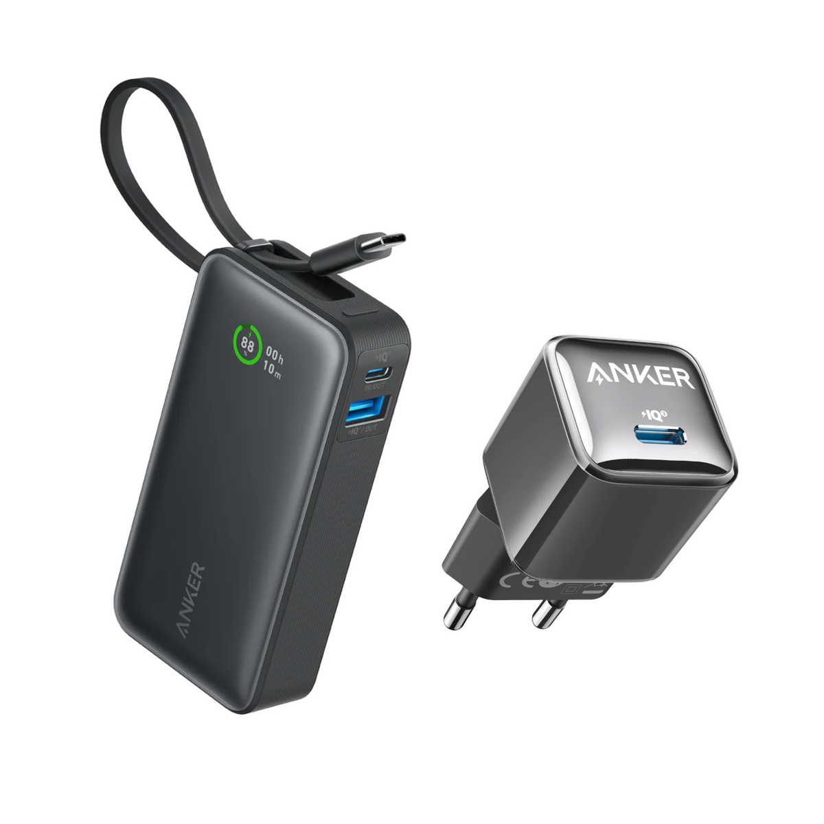 Anker Nano PowerBank (30 W, câble USB-C intégré) + Anker &lt;b&gt;511&lt;/b&gt; chargeur Nano Pro 20 W